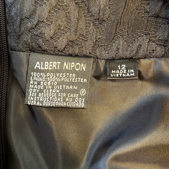 Vintage Albert Nipon Black Textured Blazer Tailored Skirt Jacket 2 Piece Suit 12 - Picture 5 of 10